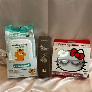3 pc set - The Creme Shop Lashes, Shea Butter & Blemish Cleansing Towelettes